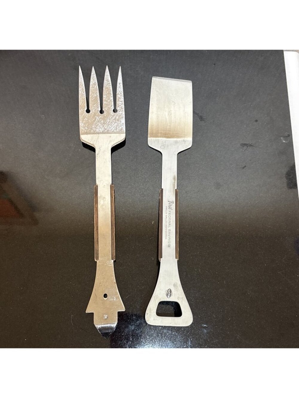 Vintage Vernco Stainless Steel Wood MCM Kitchen BBQ Utensils Japan Silver